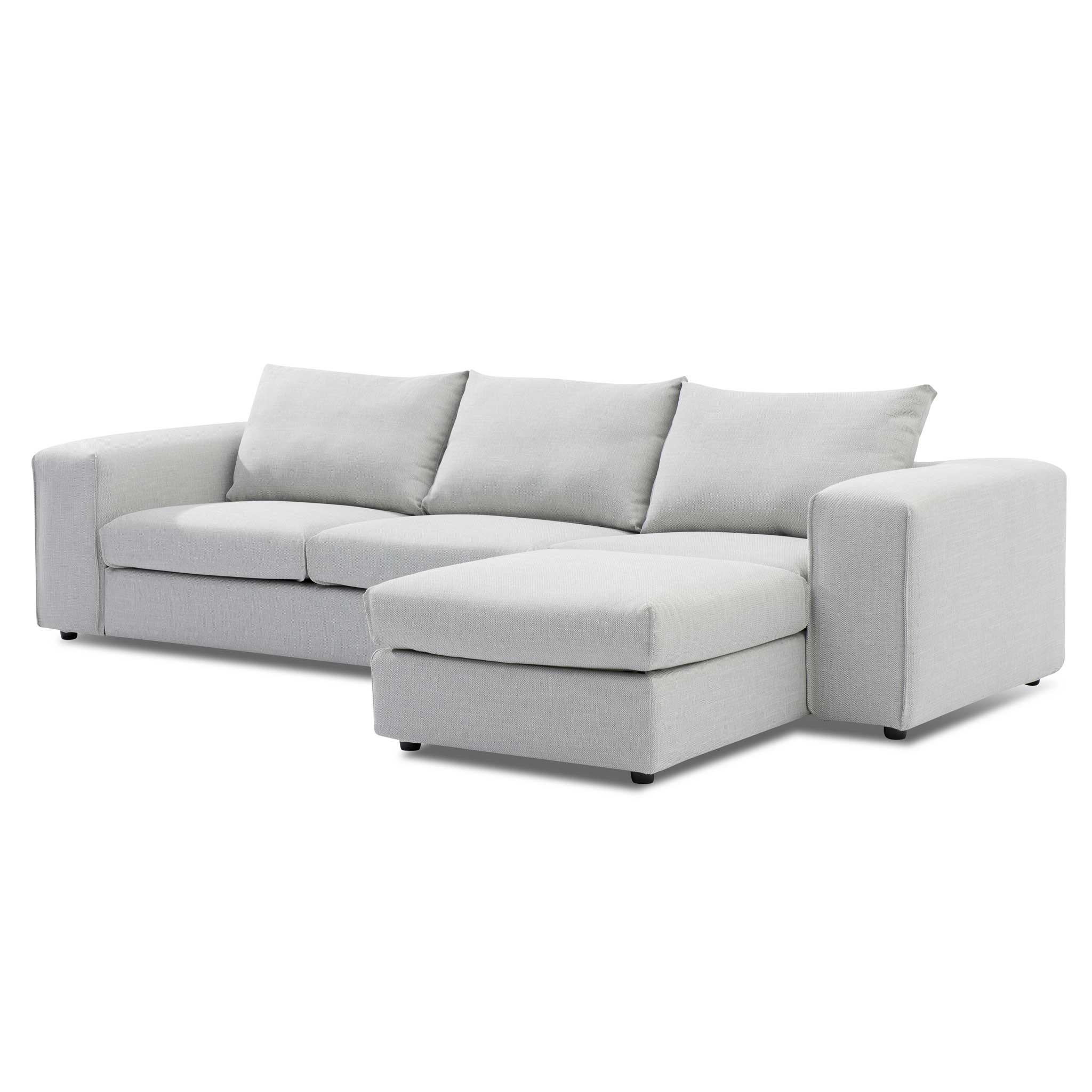Brooklyn 4 Seater Right Chaise Sofa with Ottoman - Light TextureGrey