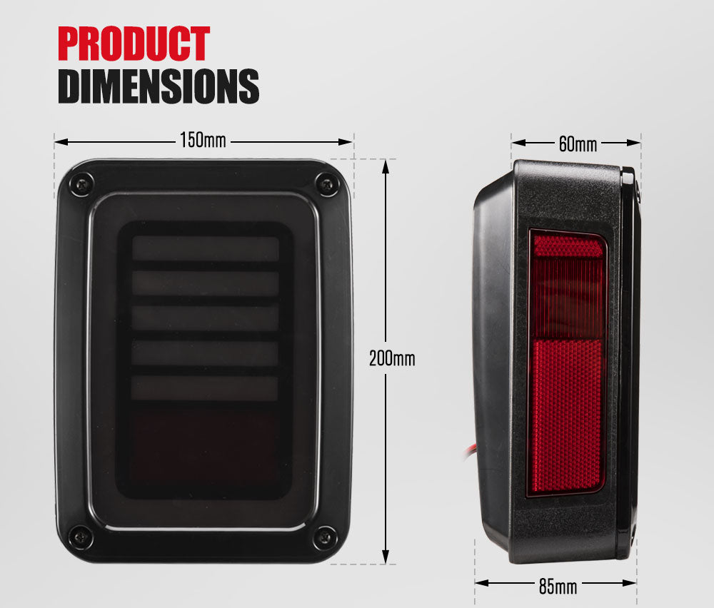 2pcs Smoked Led Tail Lights Brake Turn Signal Reverse Oem Jeep Wrangler Jk 07-17