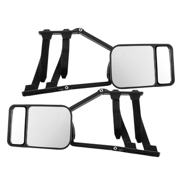 2 x TOWING MIRRORS PAIR UNIVERSAL MULTI FIT STRAP ON TOWING CARAVAN 4X4 TRAILER