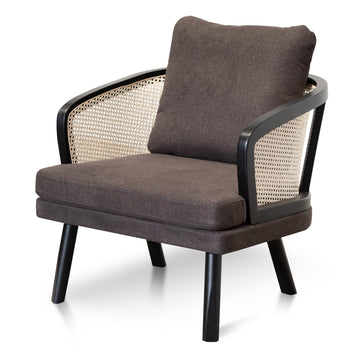 Baxter - Armchair - Smoke brown Fabric seat with Natural Rattan