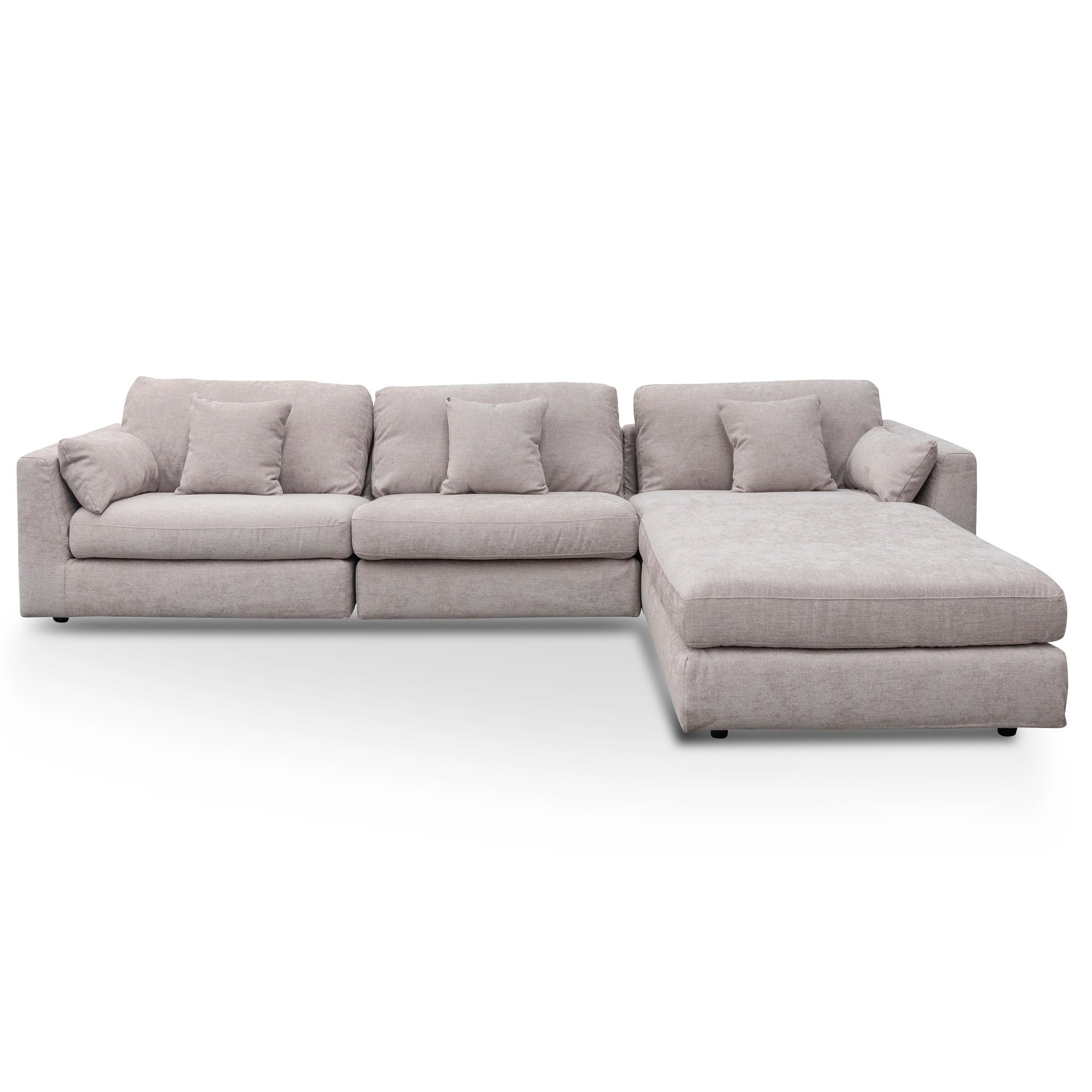 Adeline 4 Seater Fabric Sofa with Ottoman - Oyster Beige