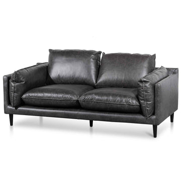 Camila 2 Seater Leather Sofa - Charcoal