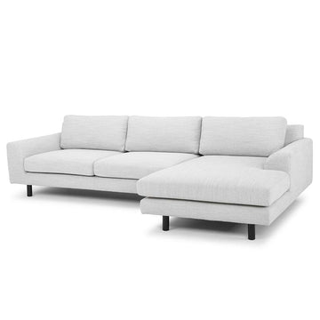 Zoe 3 Seater Right Chaise Sofa - Light Texture Grey -Blacklegs