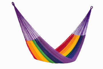 Jumbo Size Outdoor Cotton Hammock in Rainbow