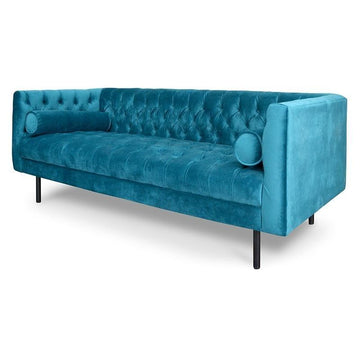Zoe 3 Seater Chesterfield Fabric Sofa in Velvet Turquoise
