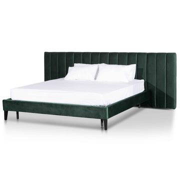 Cora King Bed Frame - Forest Green Velvet