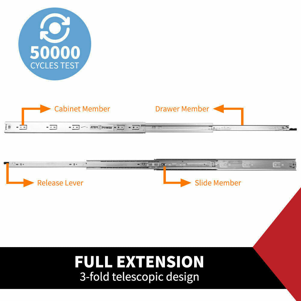 68kg Locking Drawer Slides/ Runners 350-800mm Trailer 4WD 4X4 Fridge