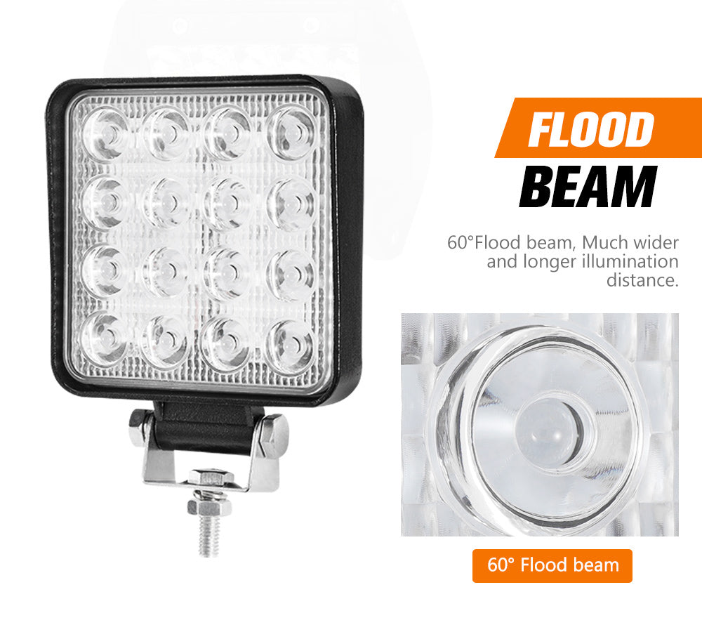 2x 4inch 80W Square LED Work Lights Bar CREE Spot Flood Reverse 4WD Ute Truck