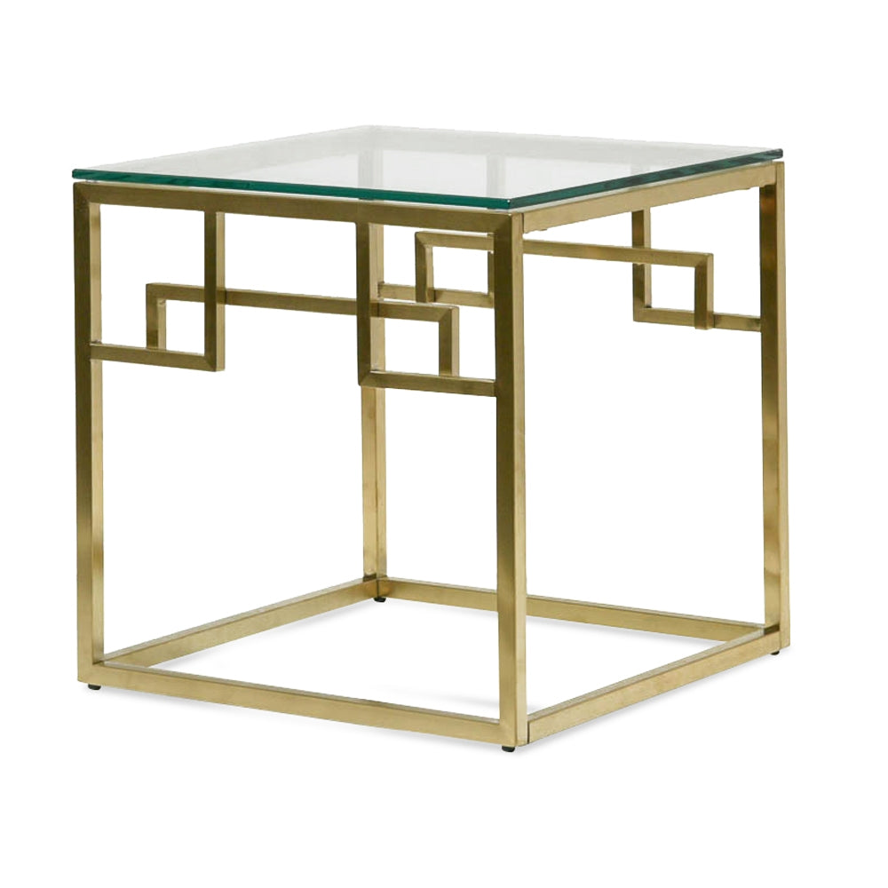 Robin Glass Console Table - Brushed Gold Base-0
