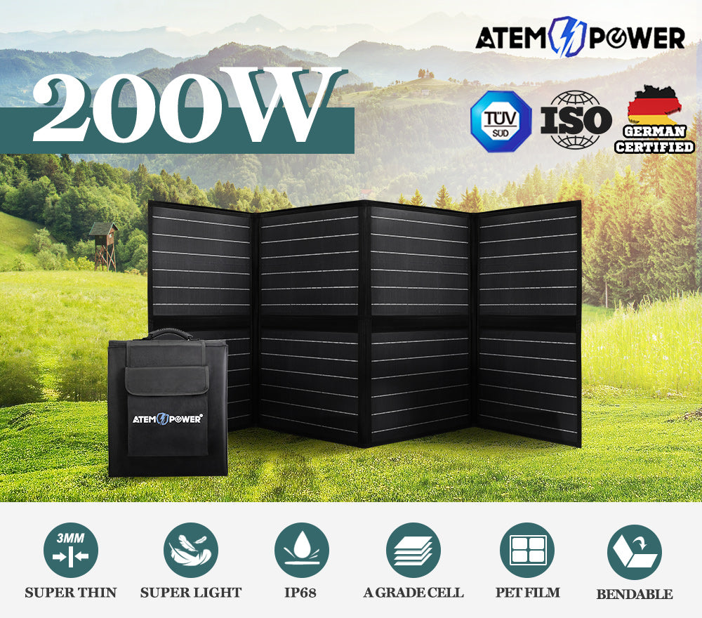 200W Folding Solar Panel Blanket Caravan Mono Completed Kit With Dual USB 12V