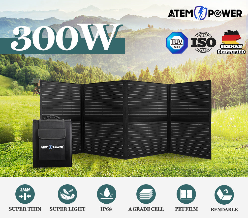 12V 300W Folding Solar Panel Blanket Caravan Completed  Mono Kit With Dual USB