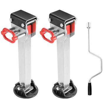 2pcs 590MM Corner Legs Drop Down W/Handle Steel Base 1500LBS Caravan Stabilizer Leg